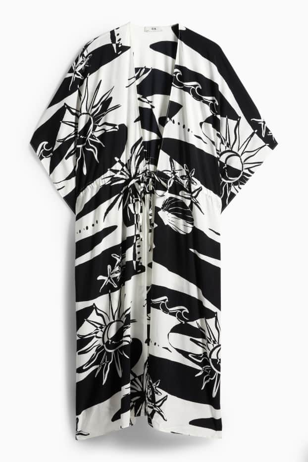 Women - Kimono - patterned - black / white
