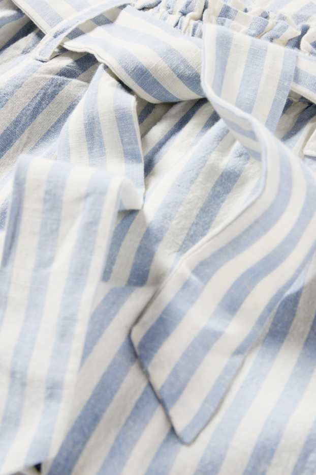 Children Girls - Cloth trousers - wide leg - striped - blue / creme