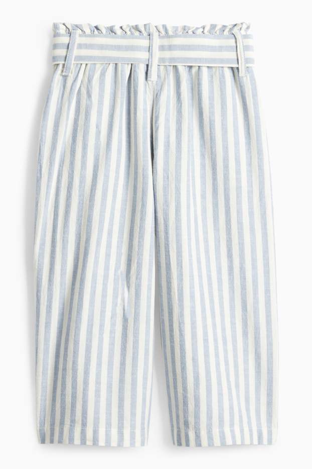 Children Girls - Cloth trousers - wide leg - striped - blue / creme