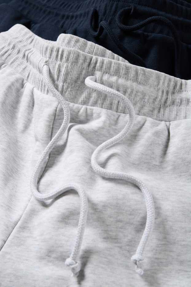 Damen - Multipack 2er - Sweatshorts - hellgrau / dunkelblau
