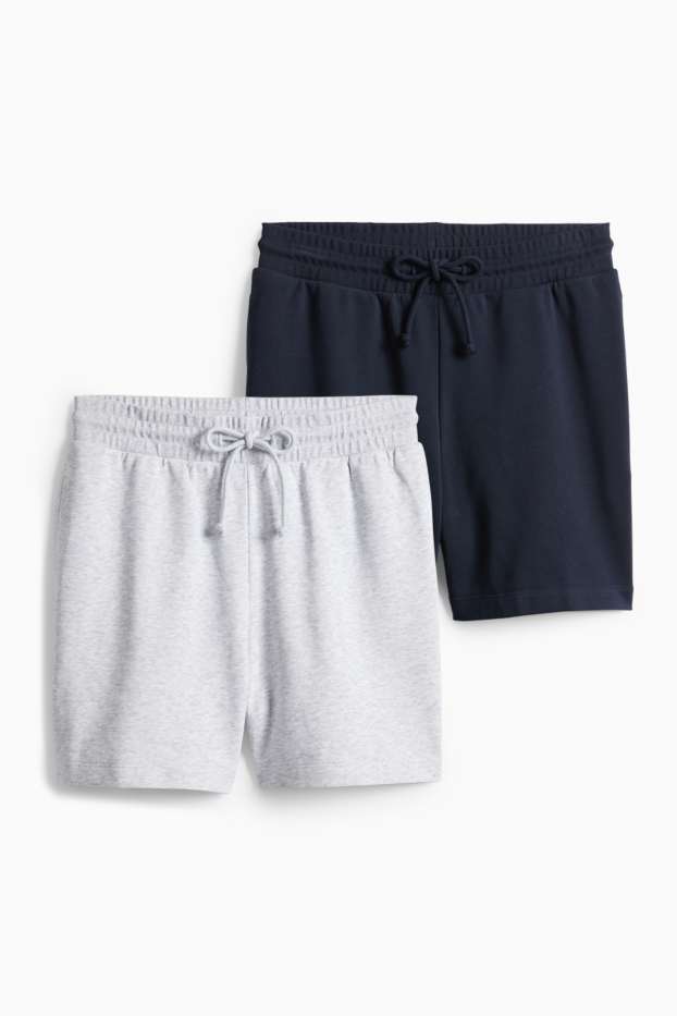 Damen - Multipack 2er - Sweatshorts - hellgrau / dunkelblau