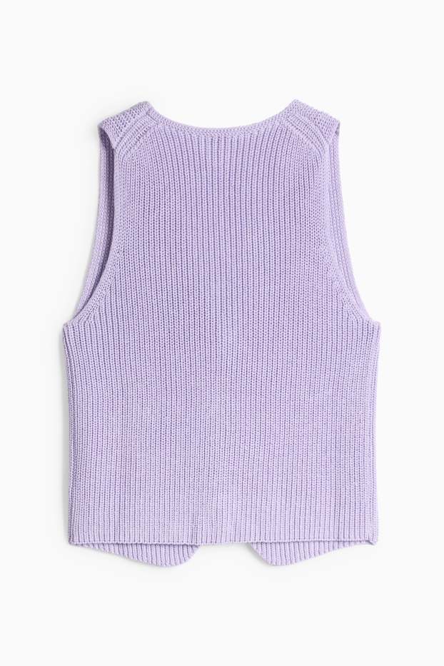 Women - Knitted waistcoat - ribbed - purple
