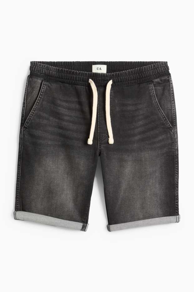 Men - Denim shorts - jog denim - LYCRA® - black