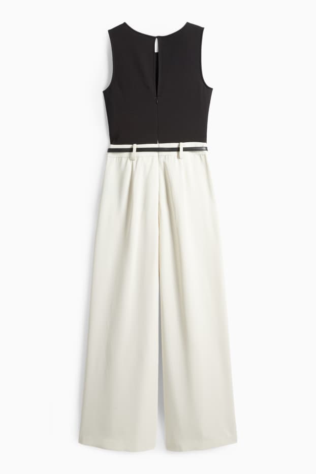 Donna - Tuta con cintura - nero / beige