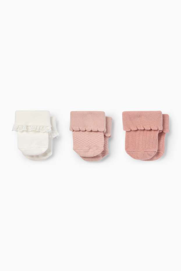 Baby Girls - Newborn socks - white / rose