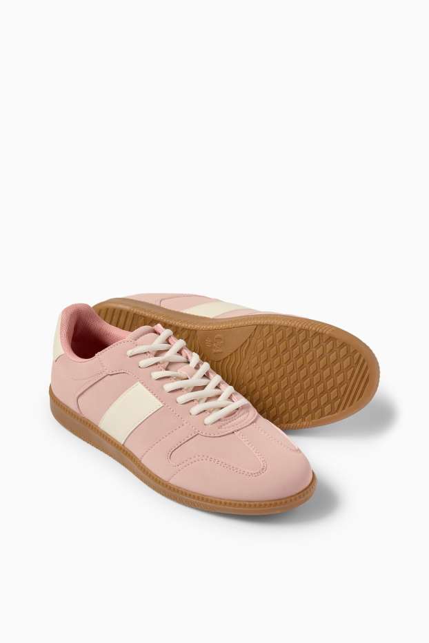 Dames - Sneakers - imitatiesuède - roze / beige