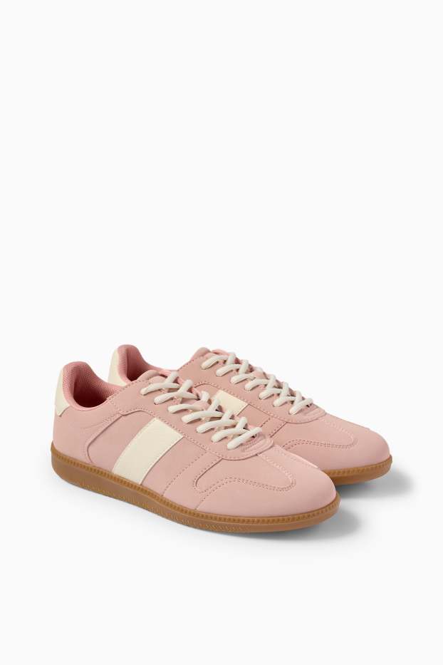 Dames - Sneakers - imitatiesuède - roze / beige