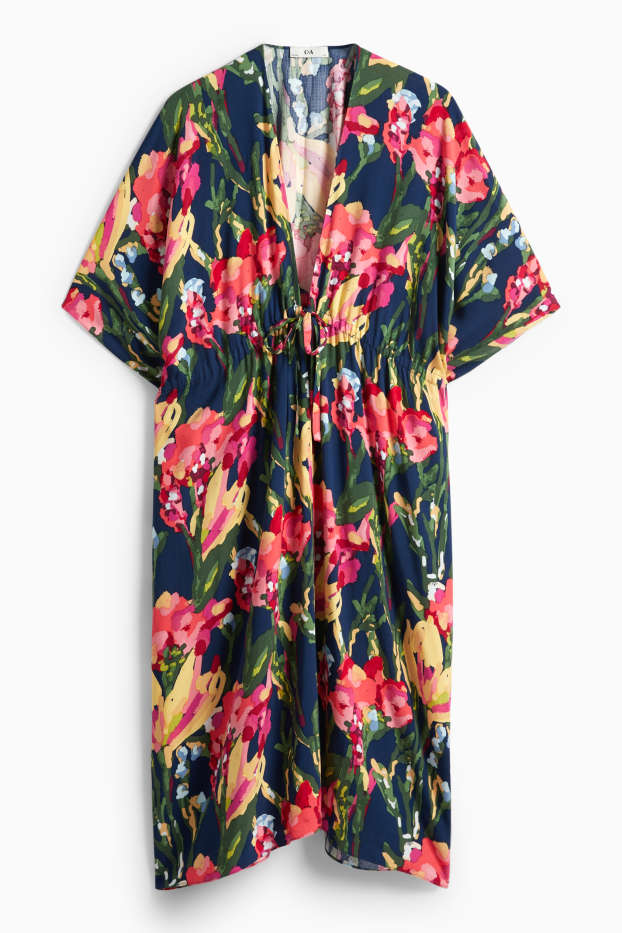 Women - Kimono - floral - dark blue