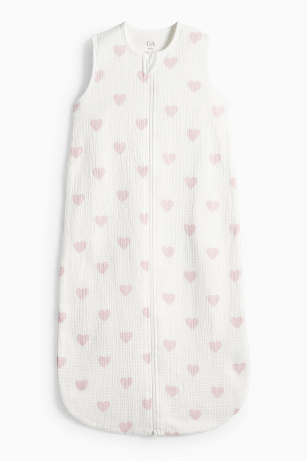 Miminka - dívky - Srdíčka - spací pytel pro miminka - 6–18 měsíců - bílá/růžová