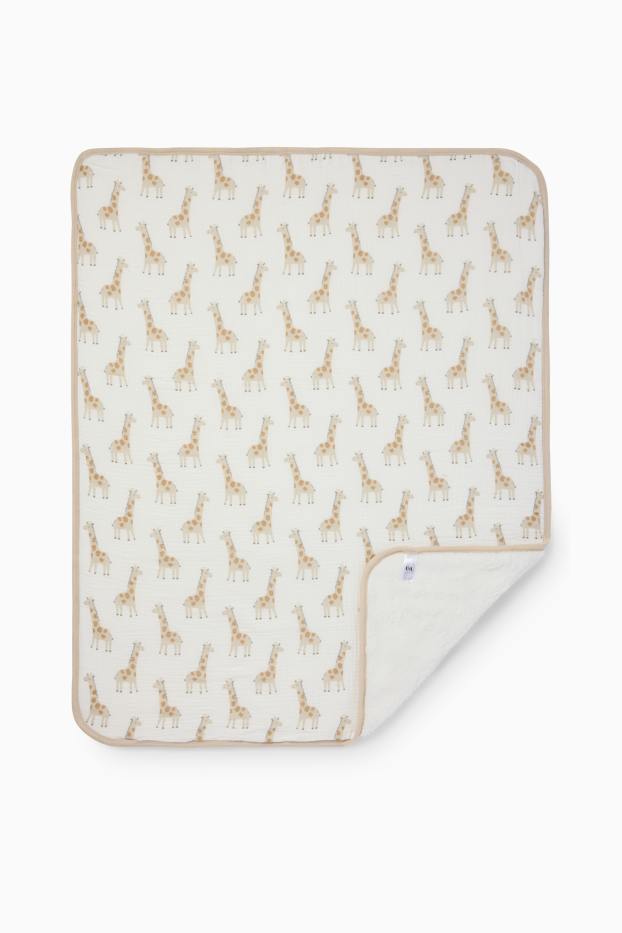 Unisex - Giraffe - Baby-Decke - 100 x 75 cm - cremefarben