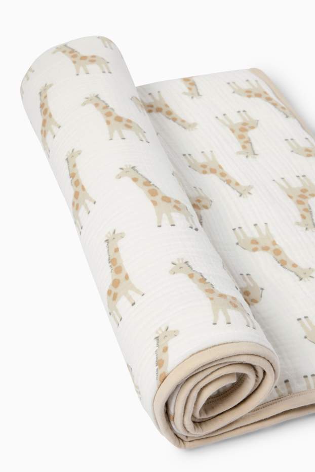 Unisex - Giraffe - Baby-Decke - 100 x 75 cm - cremefarben