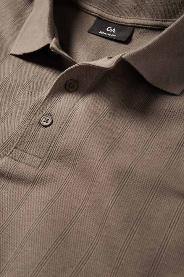 Pánské - Polokošile - relaxed fit - žebrovaná - strukturovaná - tmavohnědá