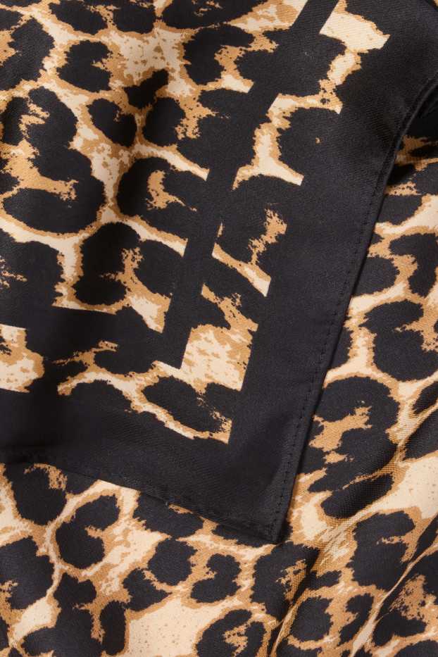 Damen - Halstuch - Leo-Print - schwarz / beige