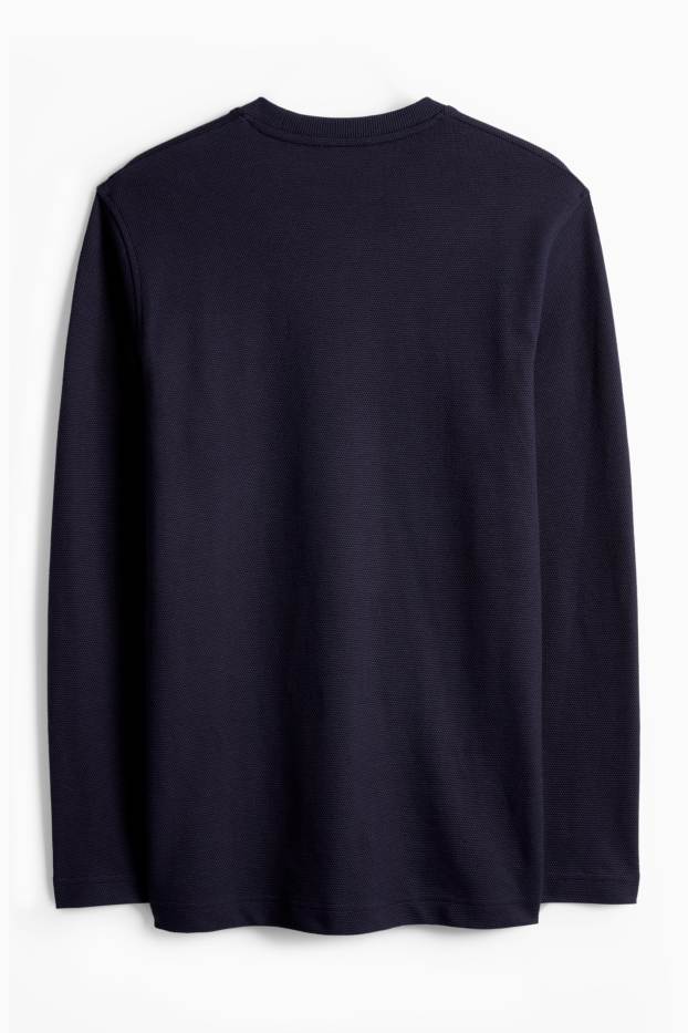 Home - Samarreta de màniga llarga - regular fit - texturada - blau fosc