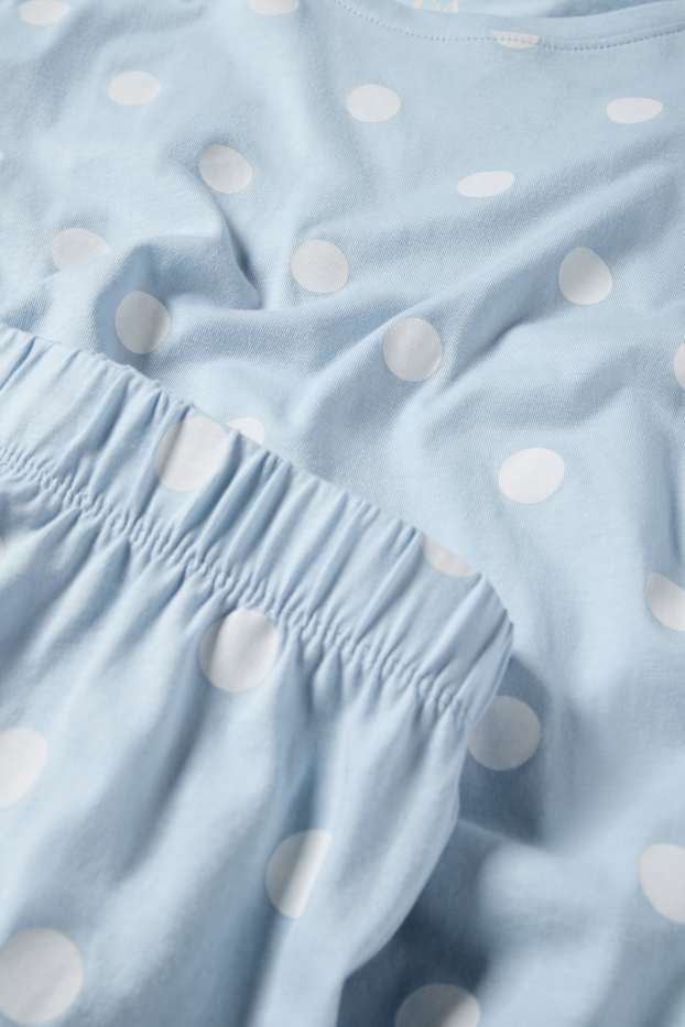 Damen - Shorty-Pyjama - gepunktet - hellblau
