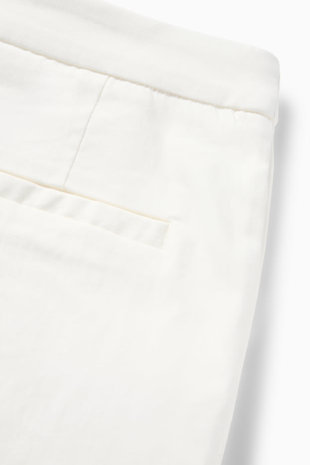 Dámské - Capri kalhoty - mid waist - slim fit - krémově bílá