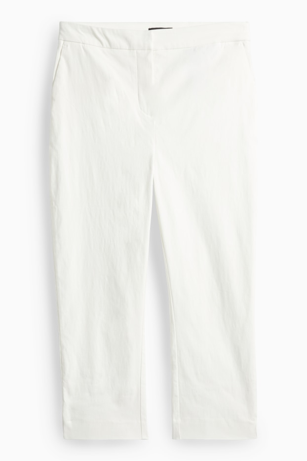 Dámské - Capri kalhoty - mid waist - slim fit - krémově bílá