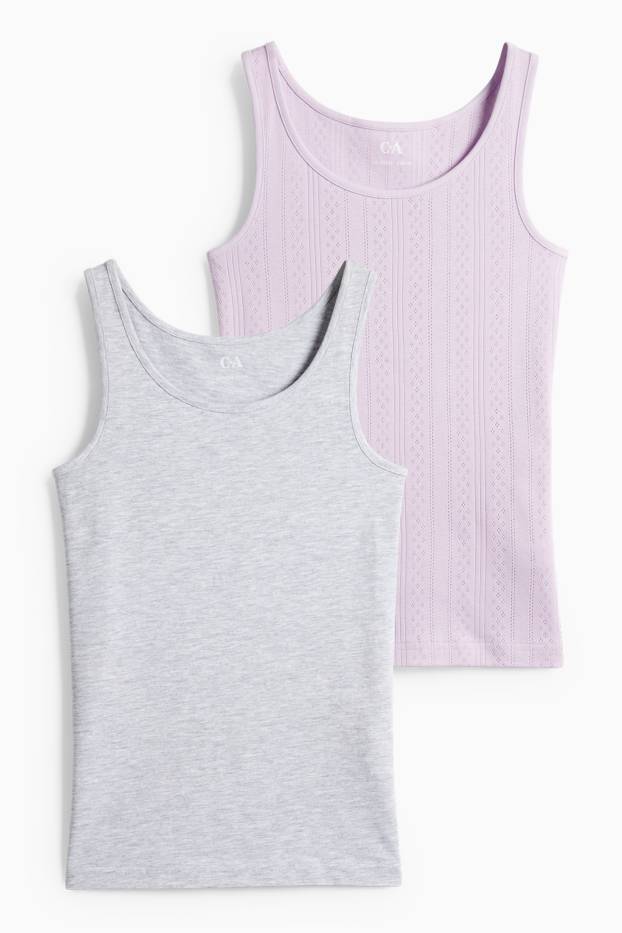 Children Girls - Singlet 1 - gray / purple