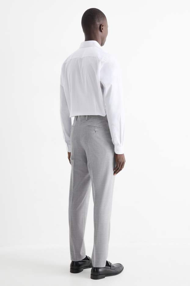 Herren - Baukasten-Hose - Slim Fit - Flex - kariert - hellgrau