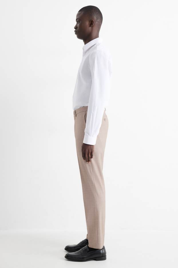 Heren - Broek uit het combi-systeem - slim fit - Flex - geruit - beige