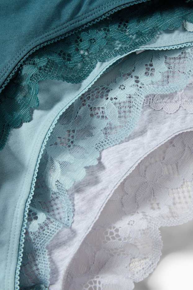 Femei - Multipack 3 perechi - chiloți stil brazilian - alb / turcoaz