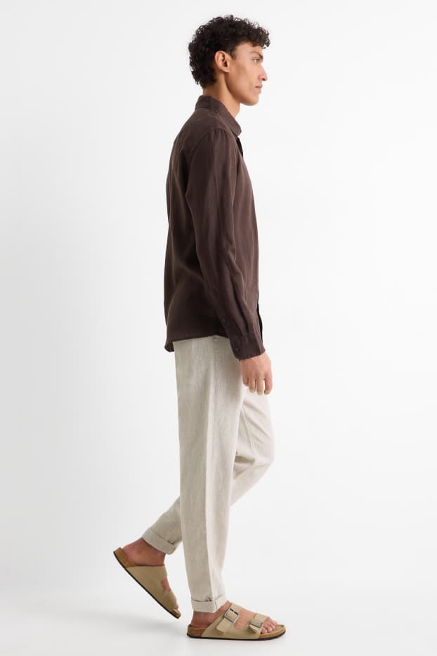 Herren - Chino - Tapered Fit - Leinen-Mix - beige