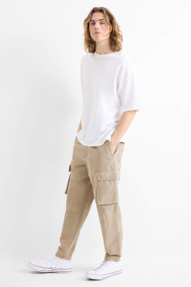 Men - Cargo trousers - relaxed fit - beige