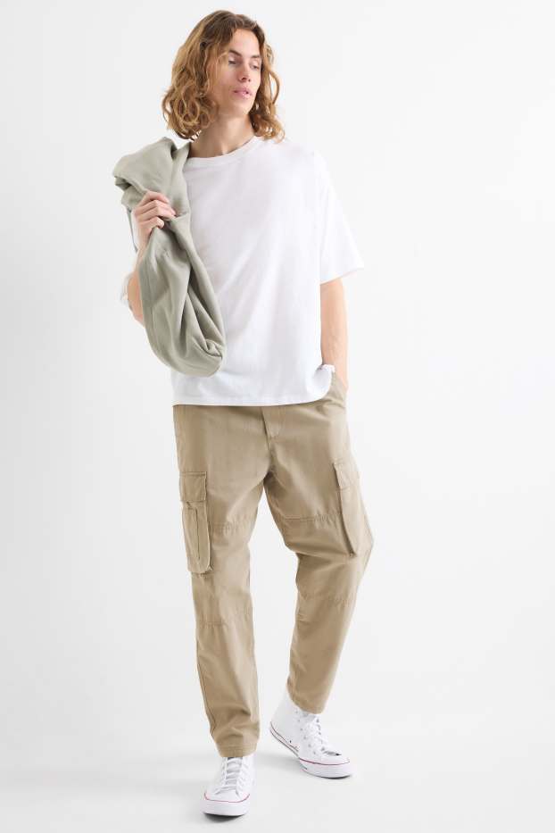 Men - Cargo trousers - relaxed fit - beige