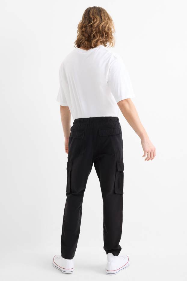 Men - Cargo trousers - relaxed fit - black