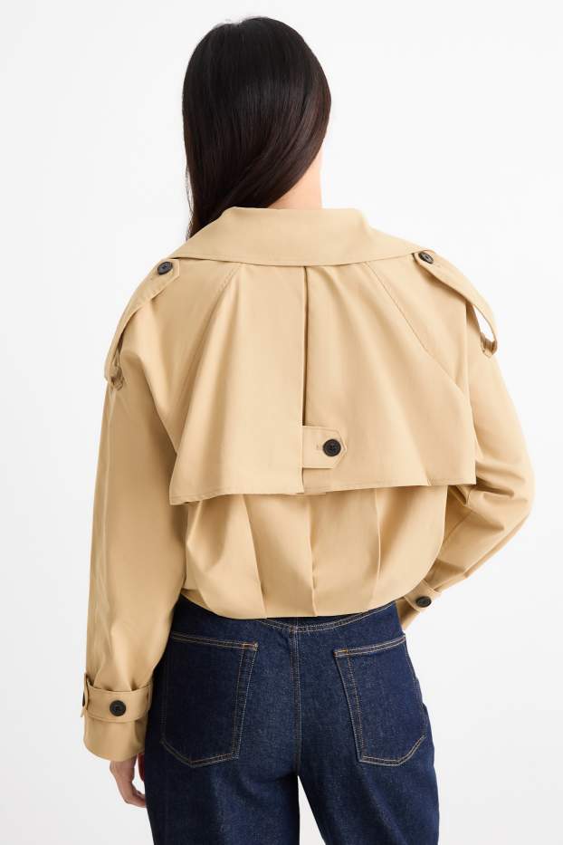 Damen - Crop Trenchcoat - beige