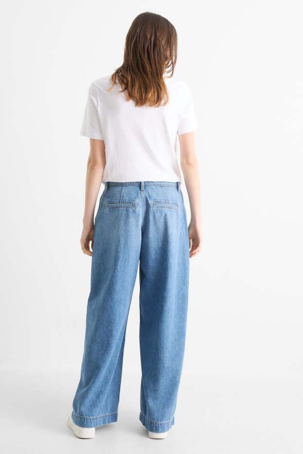 Femmes - Wide leg jean - high waist - jean bleu clair