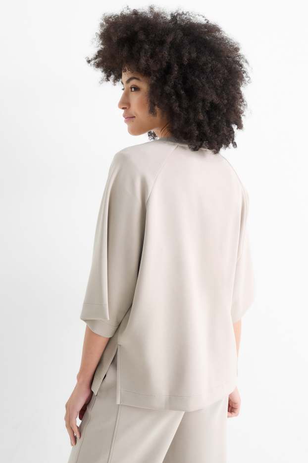 Women - Oversized sweatshirt - beige