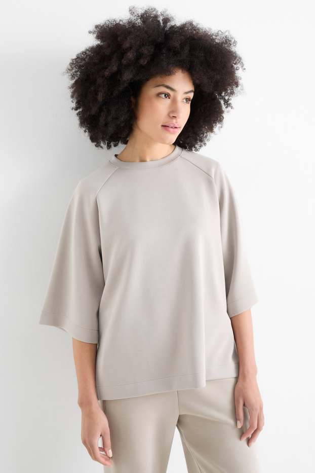 Women - Oversized sweatshirt - beige
