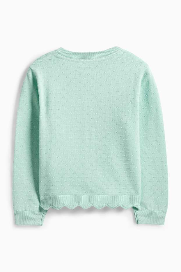 Enfants filles - Gilet en maille - finition texturée - vert menthe