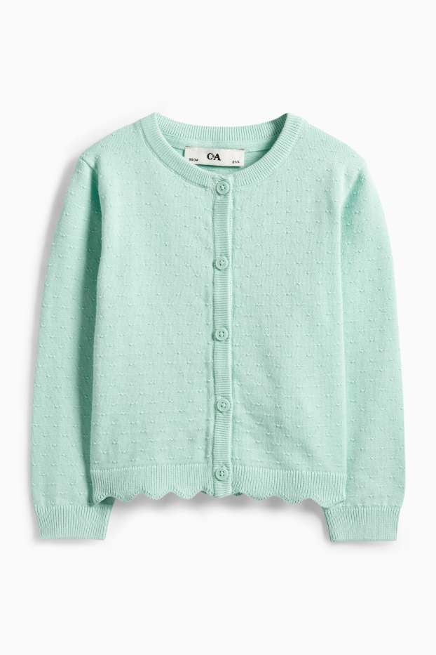 Enfants filles - Gilet en maille - finition texturée - vert menthe