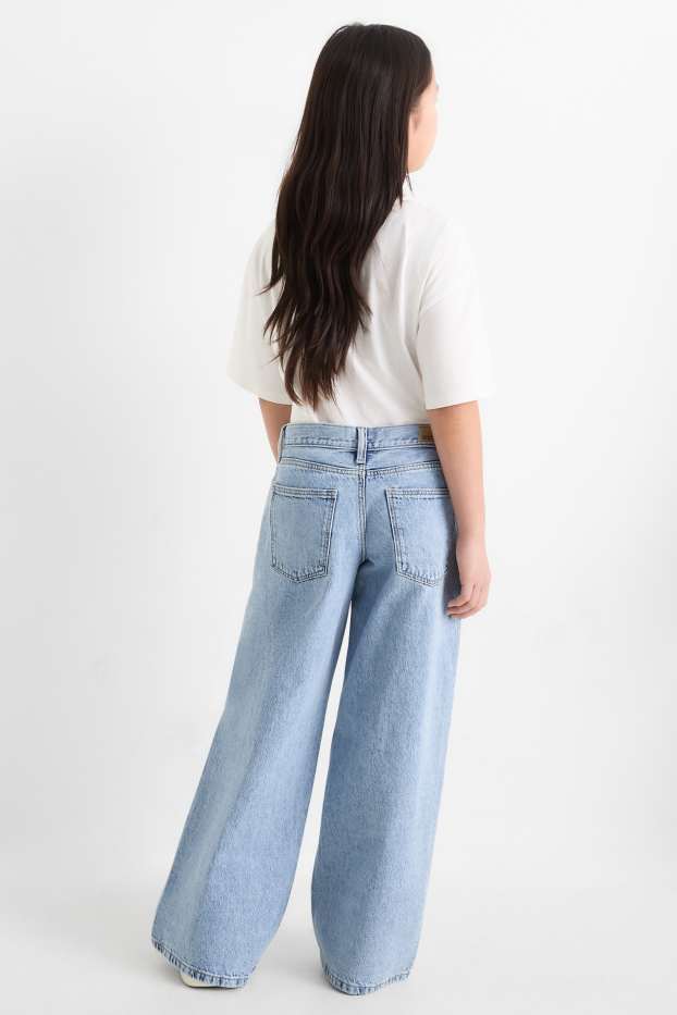 Bambine - Graffiti - jeans a gamba larga - jeans azzurro