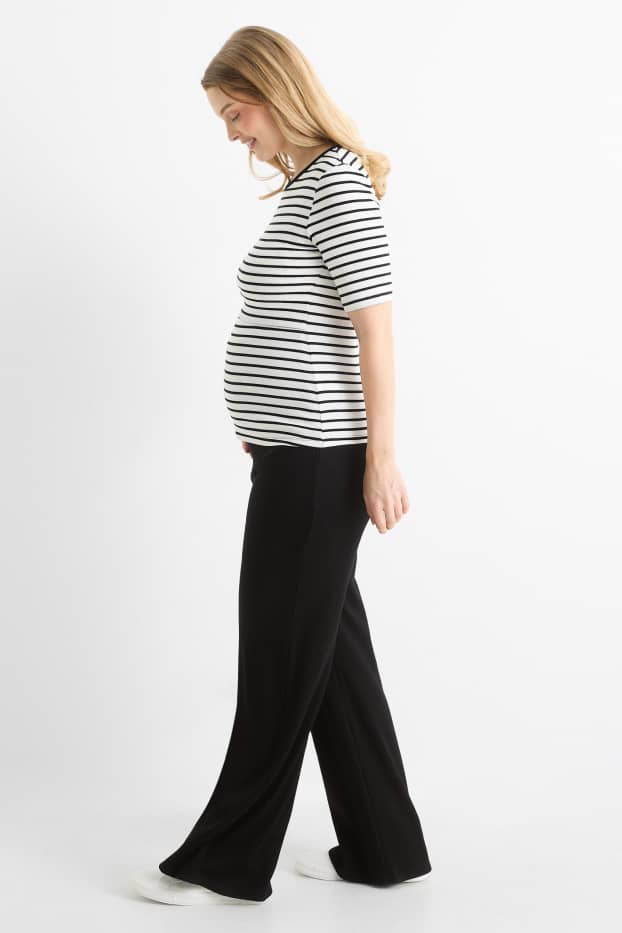 Damen - Jersey-Umstandshose - gerippt - schwarz