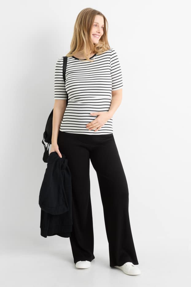 Damen - Jersey-Umstandshose - gerippt - schwarz