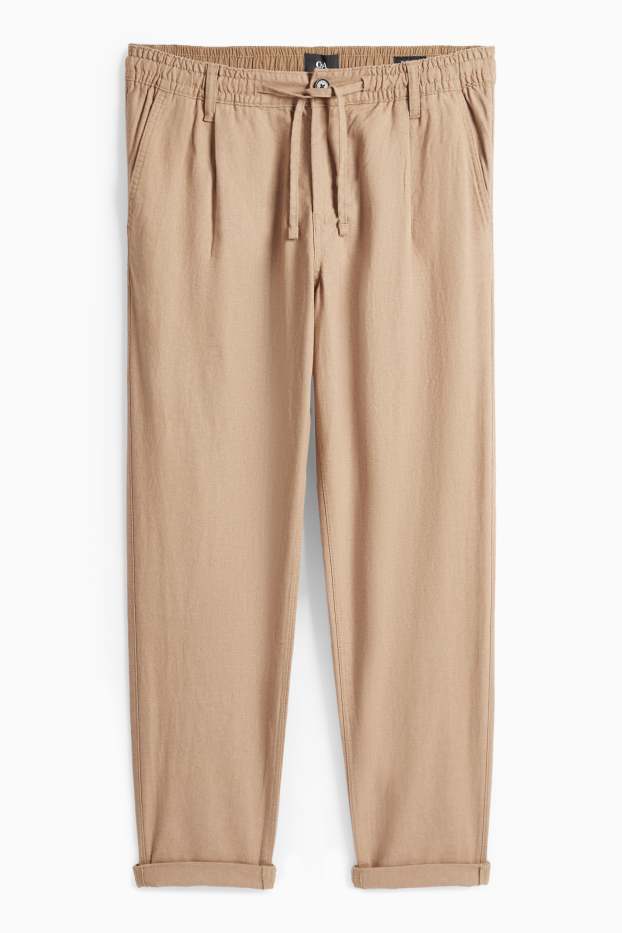 Men - Chinos - tapered fit - linen blend - beige