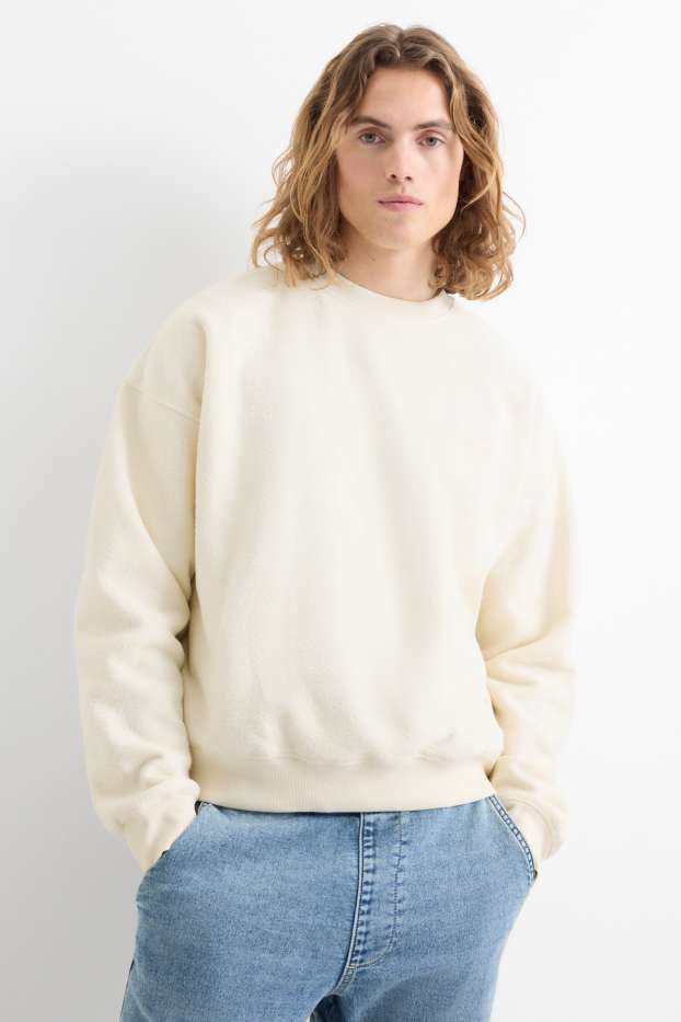 Herren - Sweatshirt - strukturiert - cremefarben