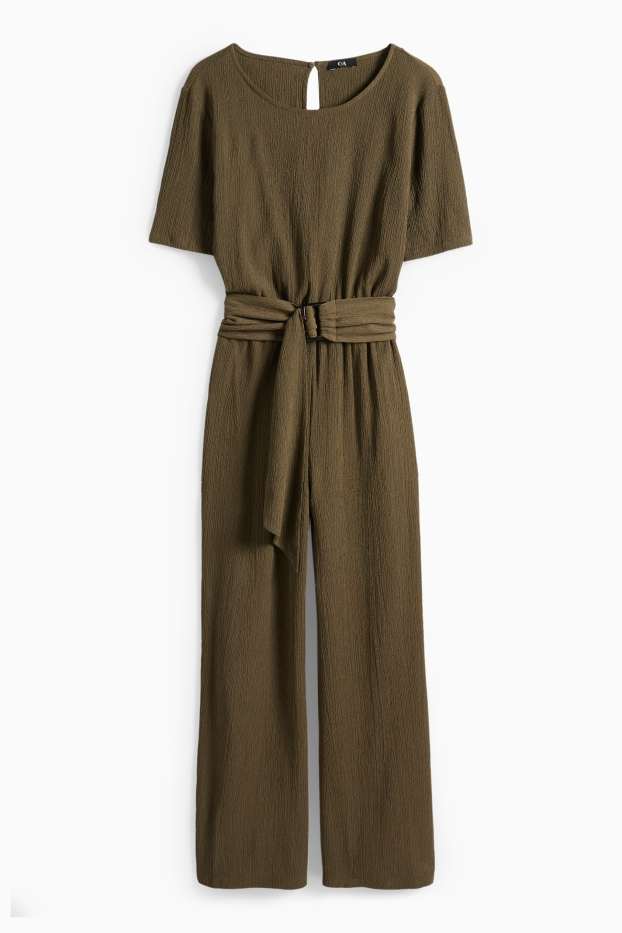 Donna - Tuta con cintura - tessuto tramato - kaki