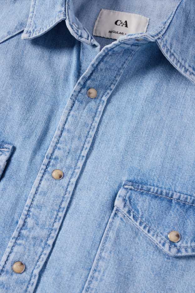 Bărbați - Cămașă din denim - regular fit - guler Kent - albastru