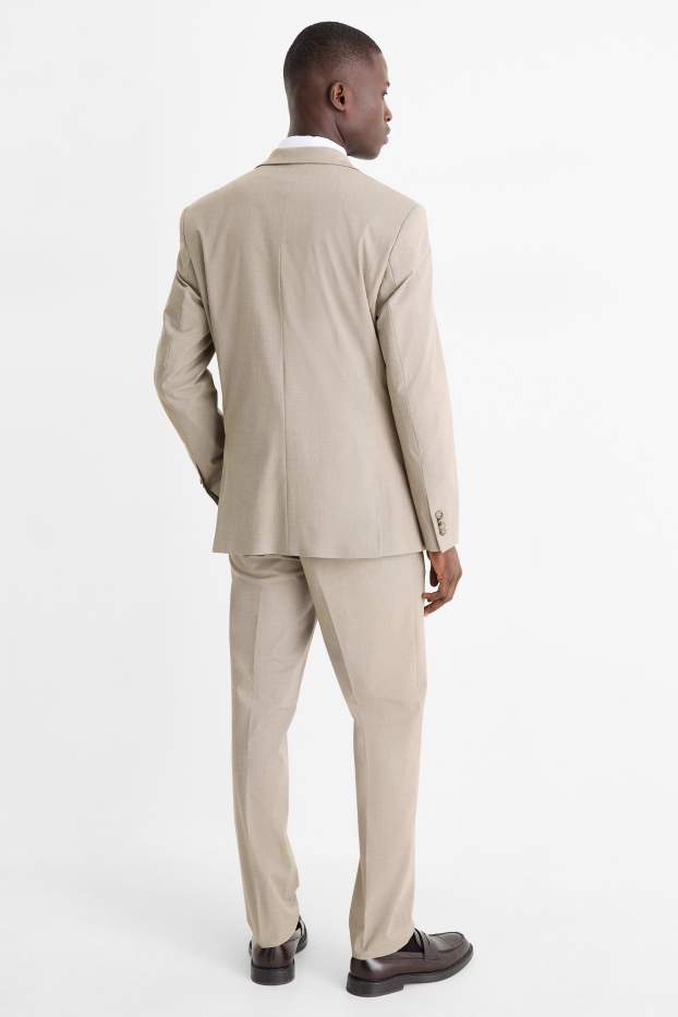 Herren - Anzug mit Krawatte - Regular Fit - Stretch - 4 teilig - beige