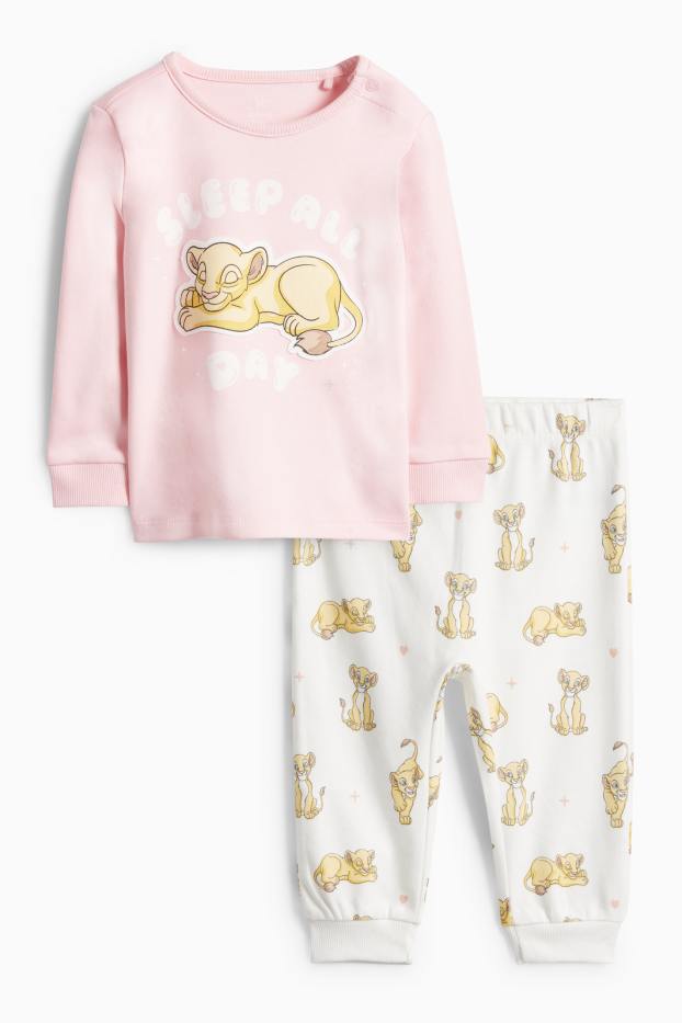 Baby: meisjes - The Lion King - babypyjama - 2-delig - wit / roze