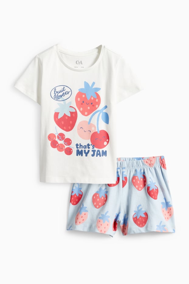 Children Girls - Kawaii - short sleeve T-shirt - white / red