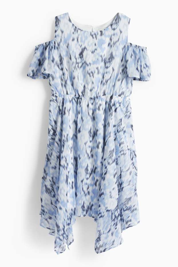 Copii - Fete - Rochie - cu model - alb / albastru