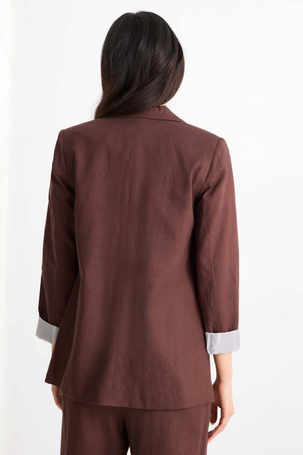 Femei - Blazer lung - regular fit - amestec de in - maro închis