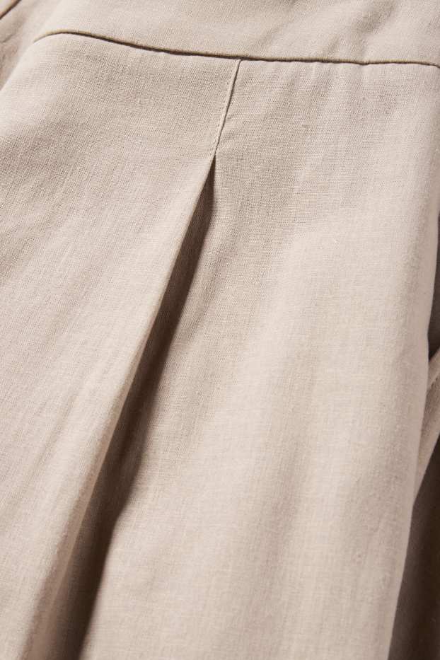 Dona - Pantalons formals - mid waist - regular fit - mescla de lli - beix