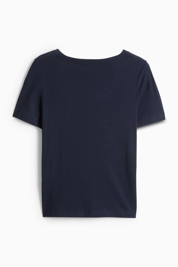 Dames - T-shirt met V-hals - regular fit - donkerblauw