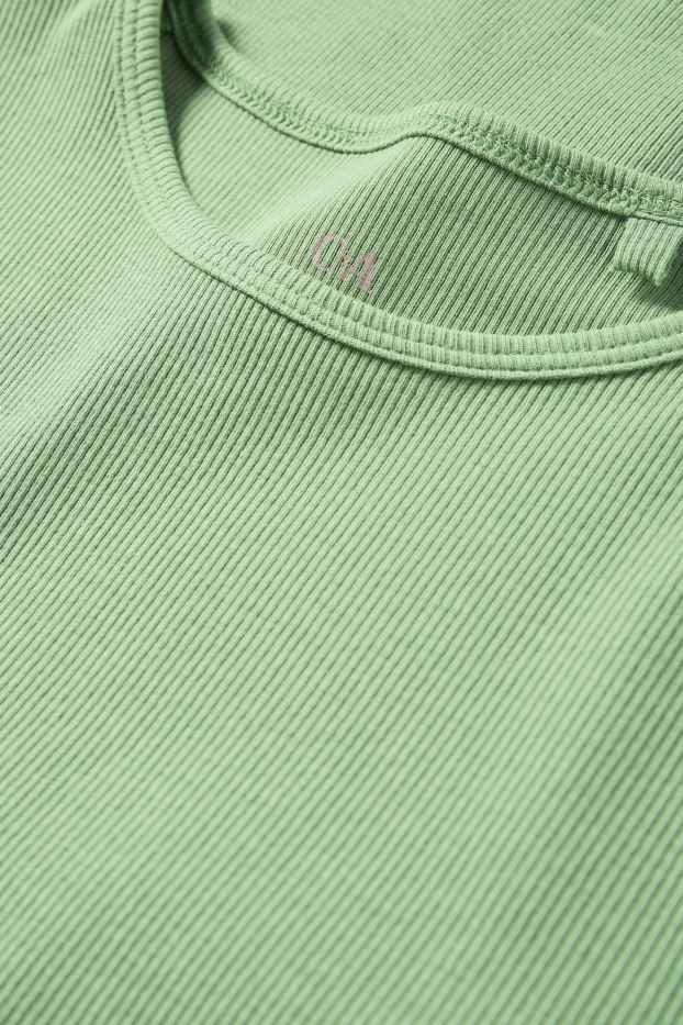 Dames - T-shirt - slim fit - ribstof - groen